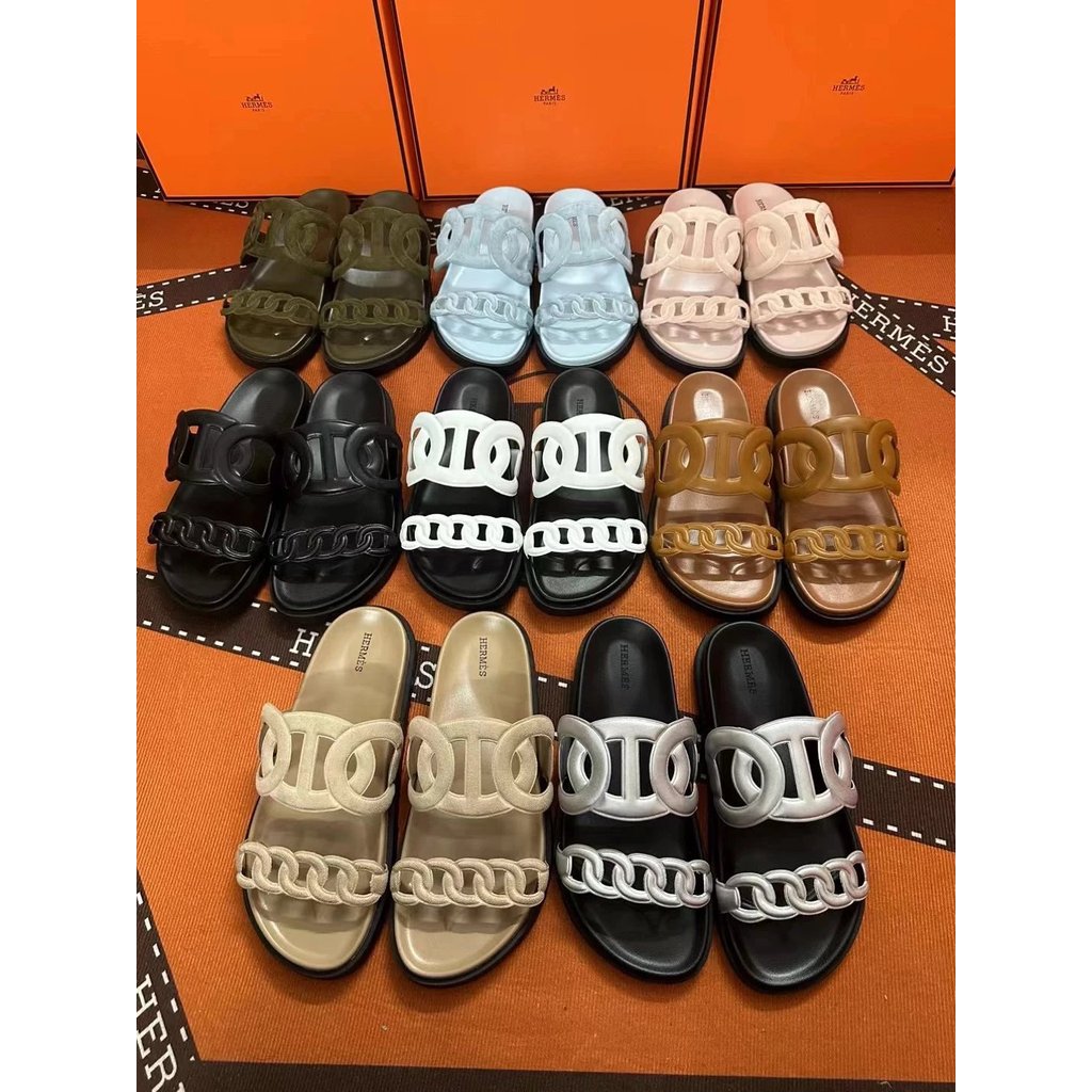 รองเท้าแตะ Hermes สไตล์เท่ สำหรับผู้ชายและผู้หญิง