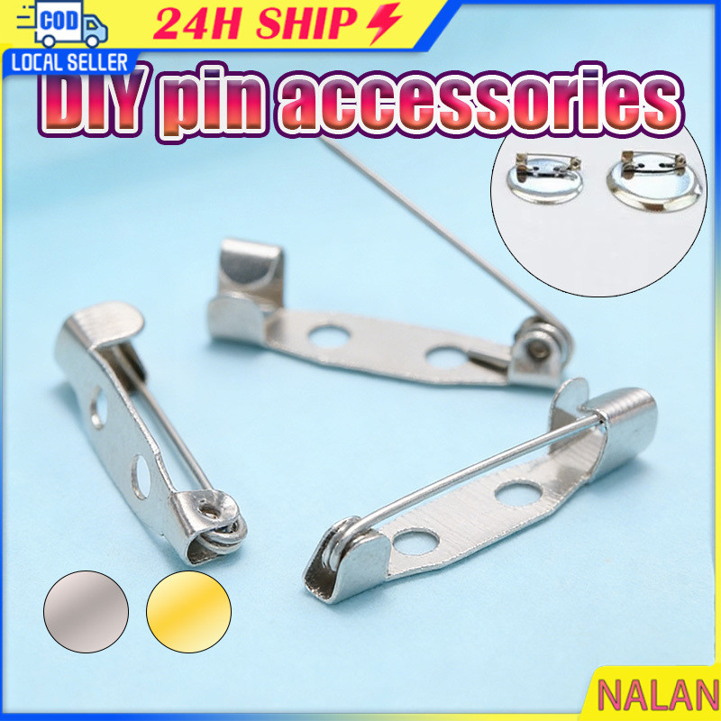 ร้านอยู่กทม.100ชิ้น ฐานเข็มกลัด คลิปหลังเข็มกลัด DIY สำหรับ เครื่องประดับ และหัตถกรรม อุปกรณ์เสริม สีทอง สีเงิน