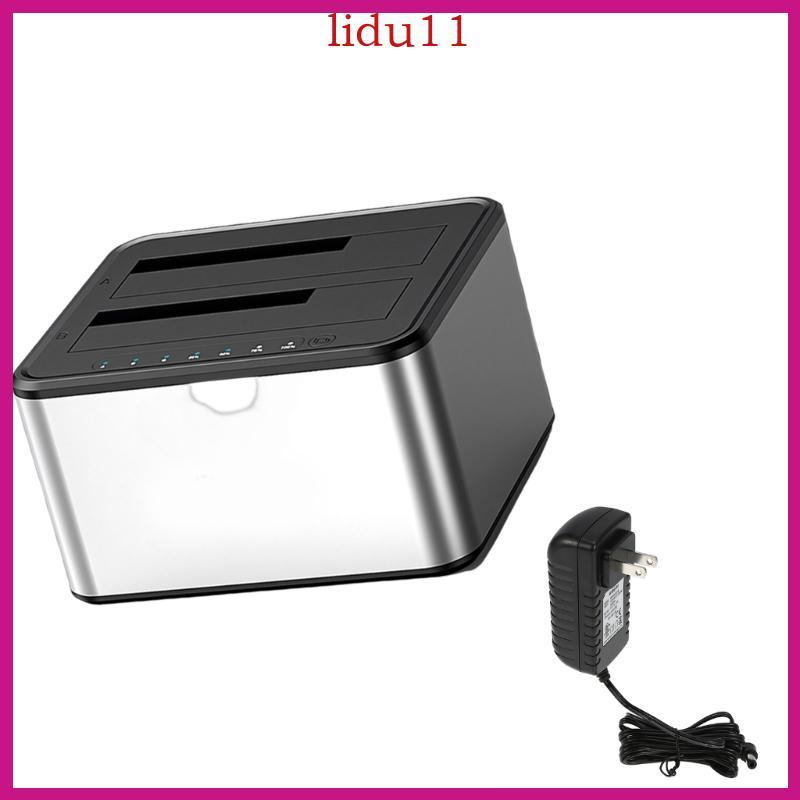 LID USB3 0 Double Bay ภายนอก Dock การกระจายความร้อนตู้ฐาน Offline Clone ภายนอก Enclosure กรณีพร้อมไฟ