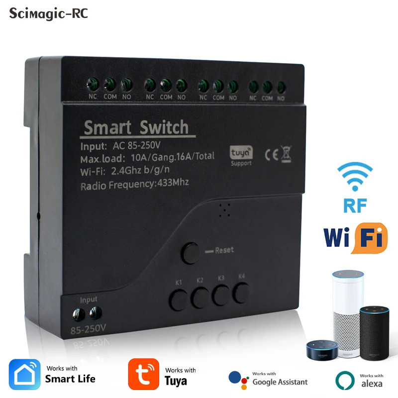 4CH Tuya สมาร์ทสวิทช์ Wifi โมดูล 12V 24V 7-32V AC 220V 110V 85-250V 10A รีเลย์ Home Controller ทํางา