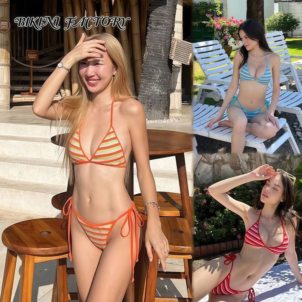 ชุดบิกินี่ บิกินี่ชุดว่ายน้ํา 2 พีช ผูกเอว สไตล์เซ็กซี่ summer 🍋 มีไซส์ M-XL | น้ำหนัก 40-65 กก. Y116