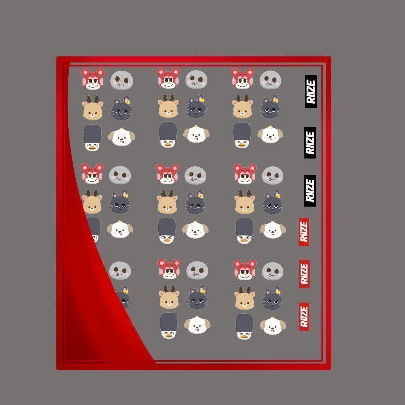 เกาหลี RIZE ดึงเก้าอี้ Boys Group นูนการ์ตูนเล็บสติกเกอร์ ins ตกแต่งเล็บ diy สติกเกอร์น่ารัก