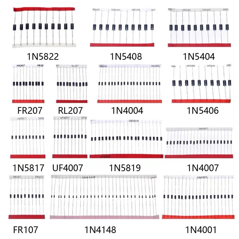 14 ค่า Fast Switching Schottky Diode Assorted Kit 1N4001 1N4004 1N4007 1N5408 UF4007 FR207 1N5817 1N