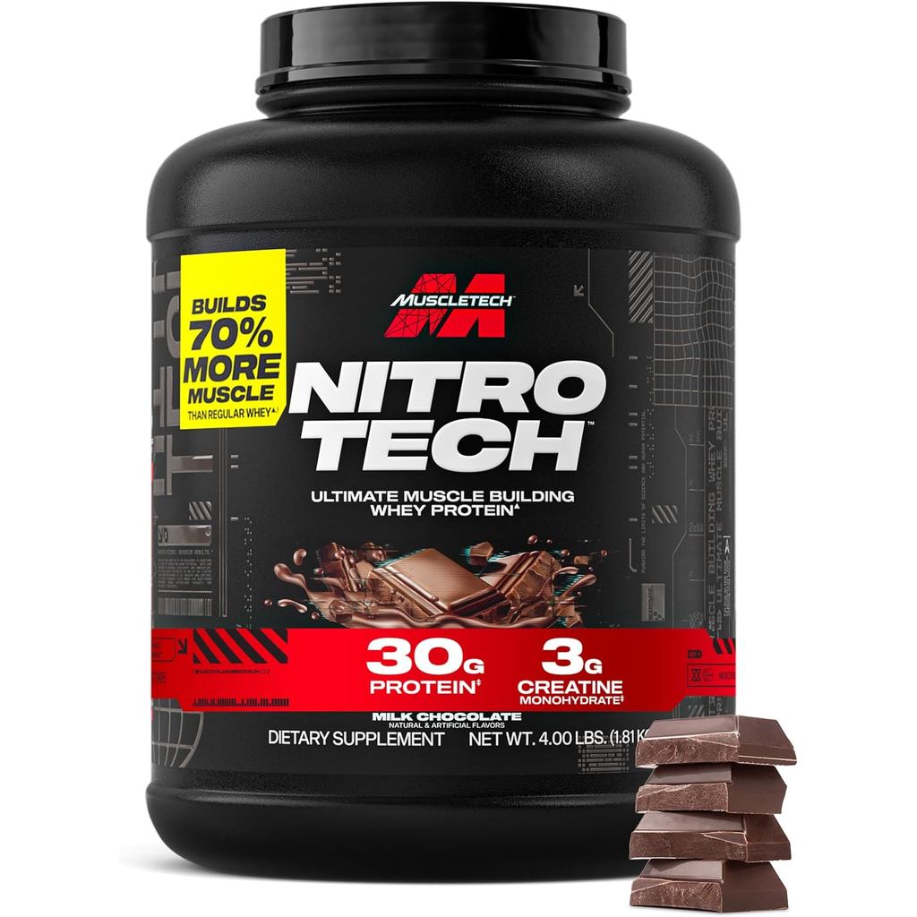 Musceteck Nitro-Tech Whey Protein Powder (4 ปอนด์) – สูตรสร้างกล้ามเนื้อทันใจ กับ whey protein isola
