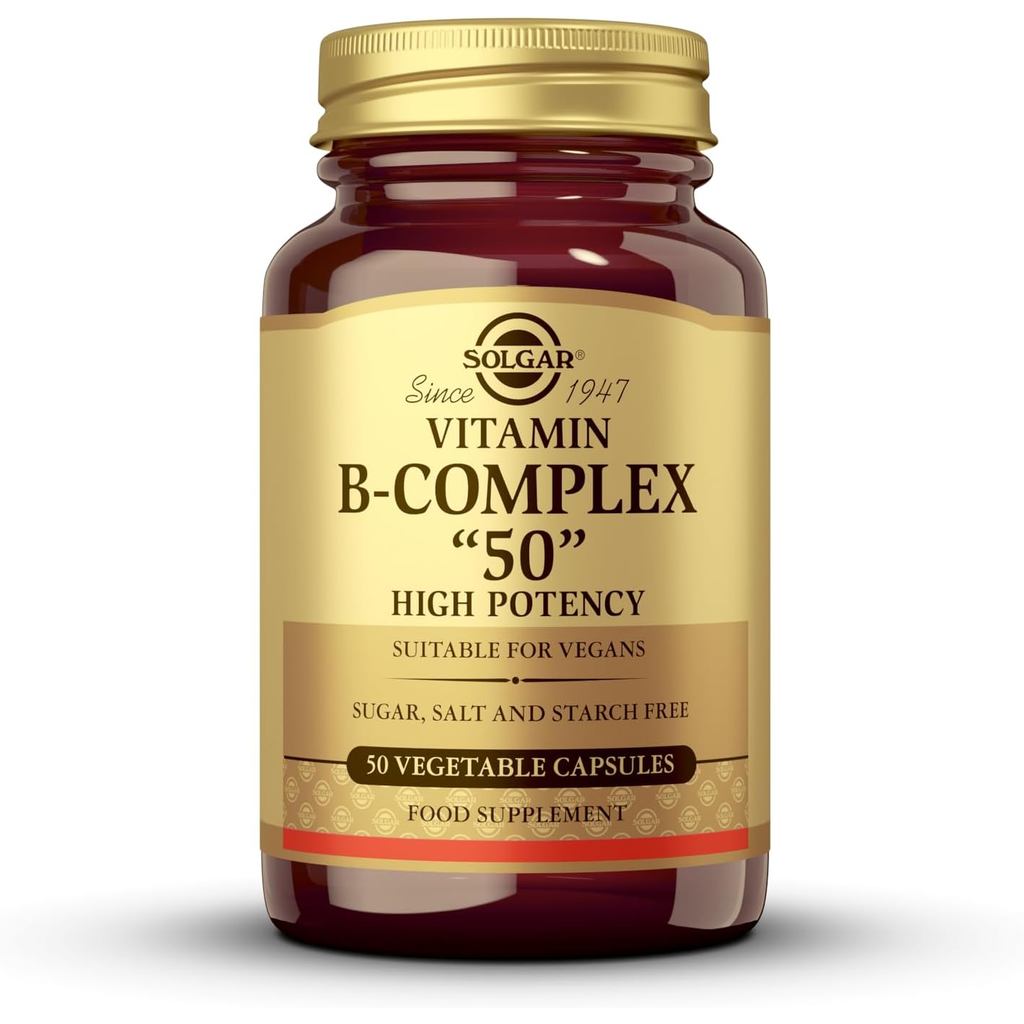 Solgar Vitamin B-Complex 50 แคปซูล - แพ็ค 50 เม็ด สำหรับคนที่ใช้ชีวิตแบบยุ่งและกระฉับกระเฉง เพิ่มประ