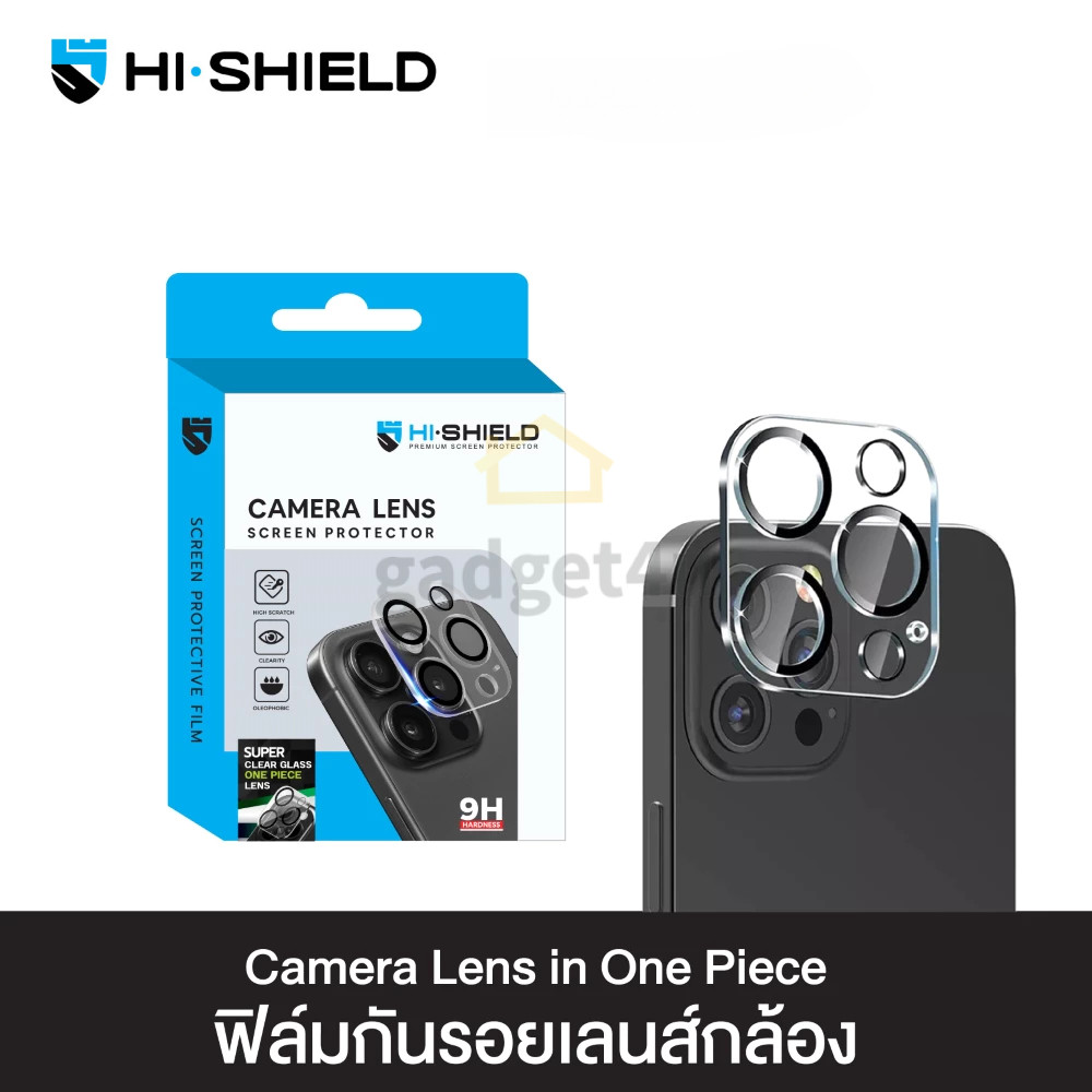 >มีส่งทันที< HiShield Clear Lens กระจกเลนส์กล้องแบบเต็มแผ่น For iPhone 16 Pro Max/ 15 Pro/ 14 Pro/ 13 Pro/ 12 Pro/ 11