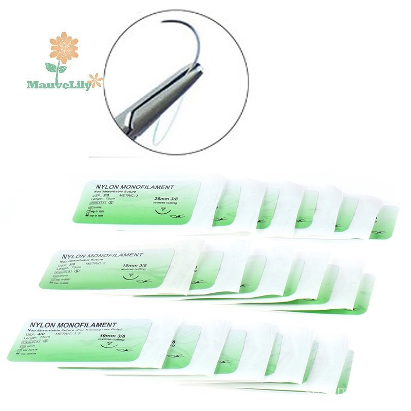 LILY 6Pcs 2/0 3/0 4/0  Suture Nylon Non-injured Suture  Thread Tool uuu