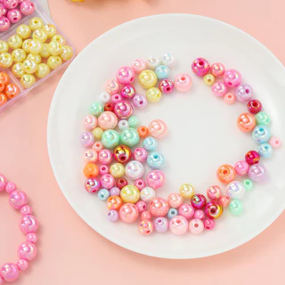 ลูกปัด AB Rainbow 6-10mm ผิวเงาวาว สีรุ้ง/พาสเทล สำหรับร้อยสร้อยข้อมือ สายคล้องมือถือ DIY อุปกรณ์เครื่องประดับ