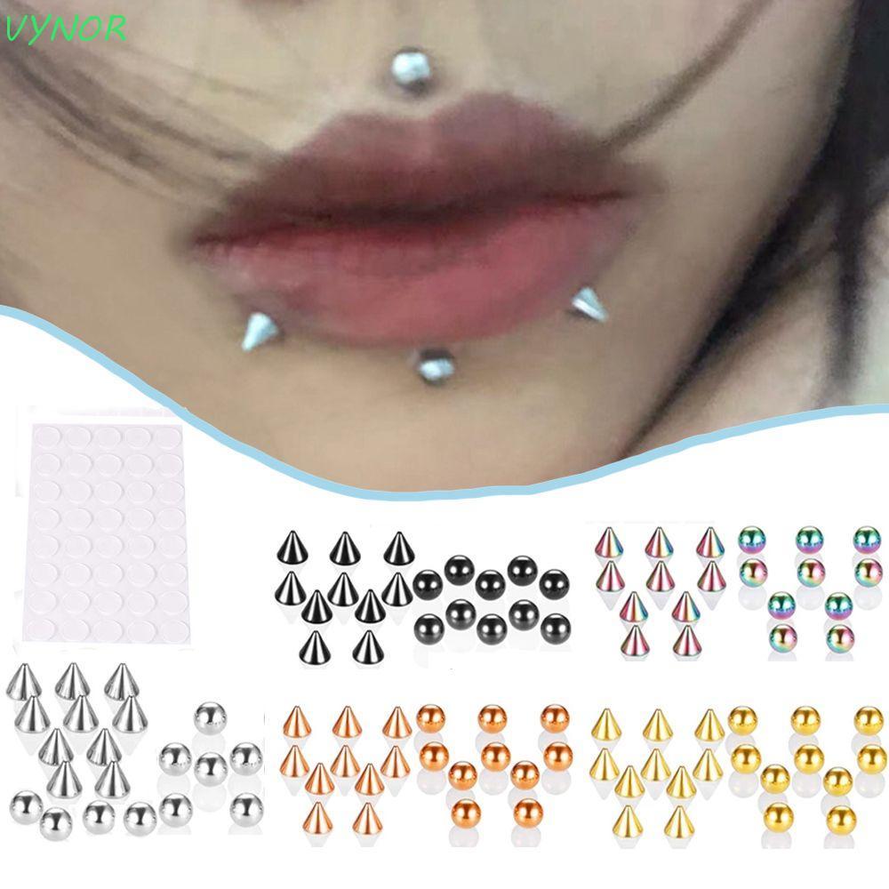 QSTAR Fake Lip Stud สติกเกอร์ Punk สําหรับผู้หญิงไม่เจาะสําหรับต่างหู Creative ไม่มีเครื่องประดับเจา