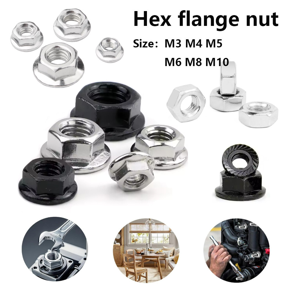 Assortment Packs of Hex Flange Nuts | Sizes M3-M10 | Zinc Plated Carbon Steel