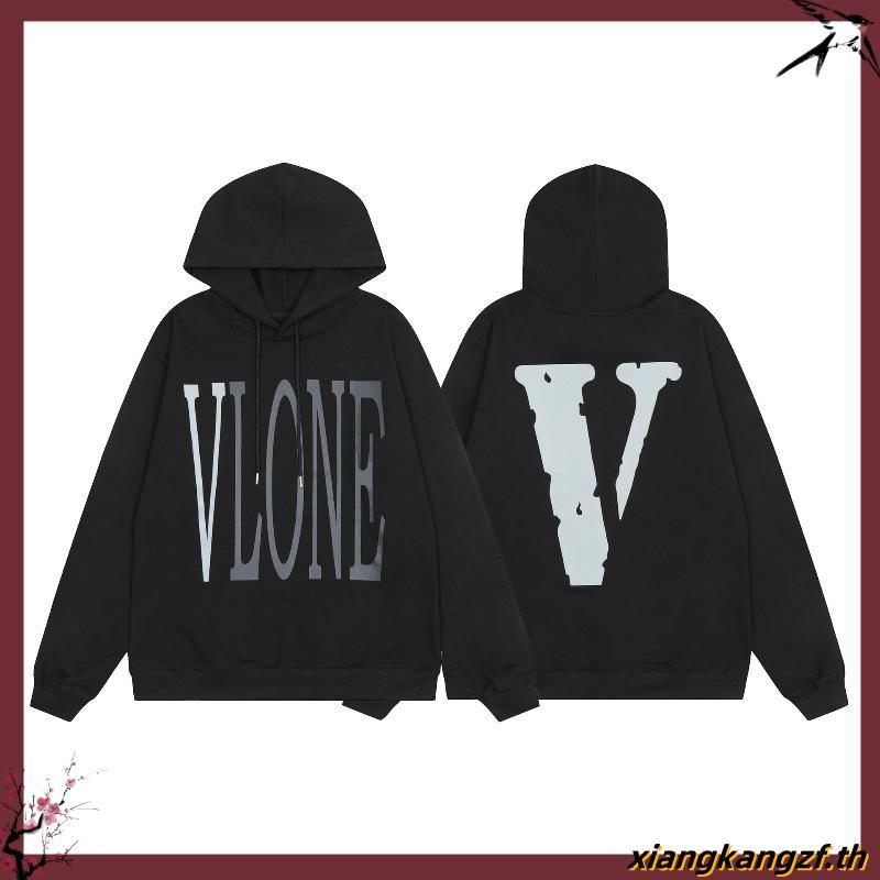 Vlone high street แฟชั่น 3m ไอคอนสะท้อนแสงพิมพ์เสื้อฮู้ดลําลองสบายJK;FUY