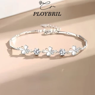 PLOYBRIL สร้อยข้อมือเงินแท้ Lucky Clover สร้อยข้อมือเพชร Moissanite สร้อยข้อมือผู้หญิง วาเลนไทน์ S030