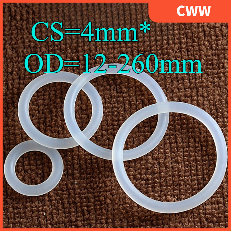 【สินค้าพร้อมส่ง】O-ring ประเก็น CS4mm*OD12-260mm O-แหวนซิลิโคนสีขาวซีลเกรดอาหารซีลกันน้ําแหวนยางปะเก็นยืดหยุ่น CWW-KK