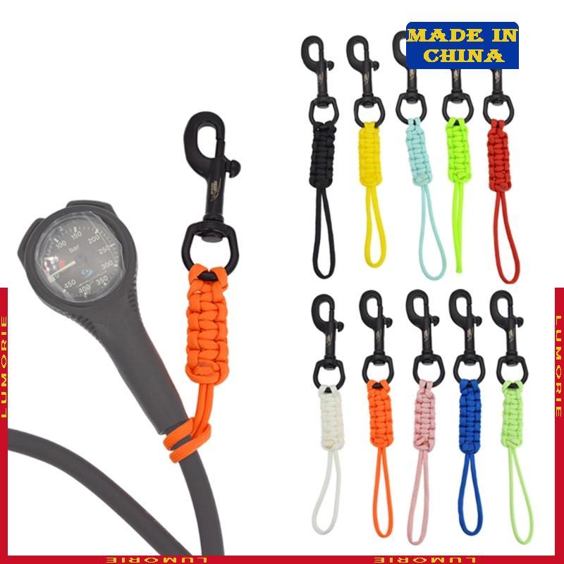 LANYARD LUMI BCD สายคล้องคอนิกเกลี้ยง สแตนเลส พร้อมหัวเข็มขัดและโลหะคลิป สำหรับปีนเขาและความปลอดภัยใ