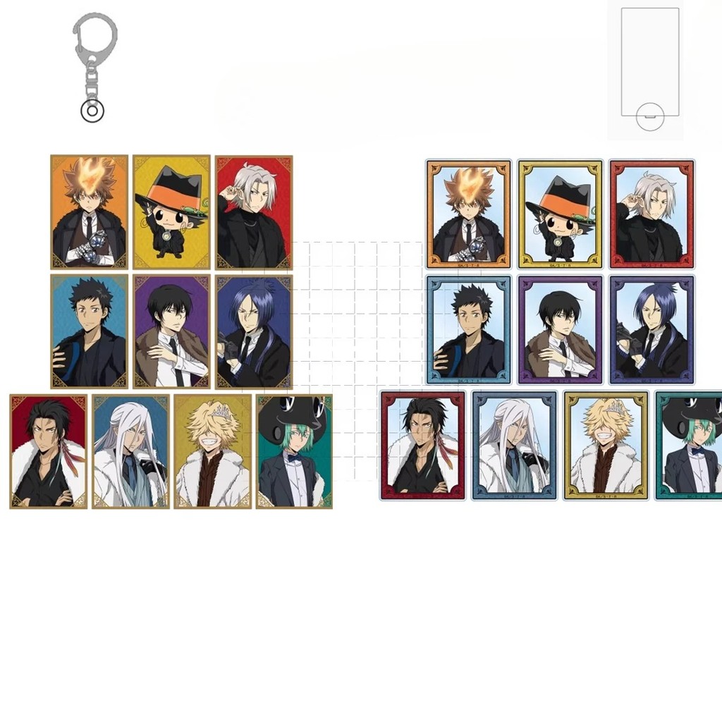 Standee อะนิเมะ Katekyo Hitman Reborn พวงกุญแจรุ่น Mica อะคริลิค Tsuna Hibari Mukuro Gokudera Xanxus