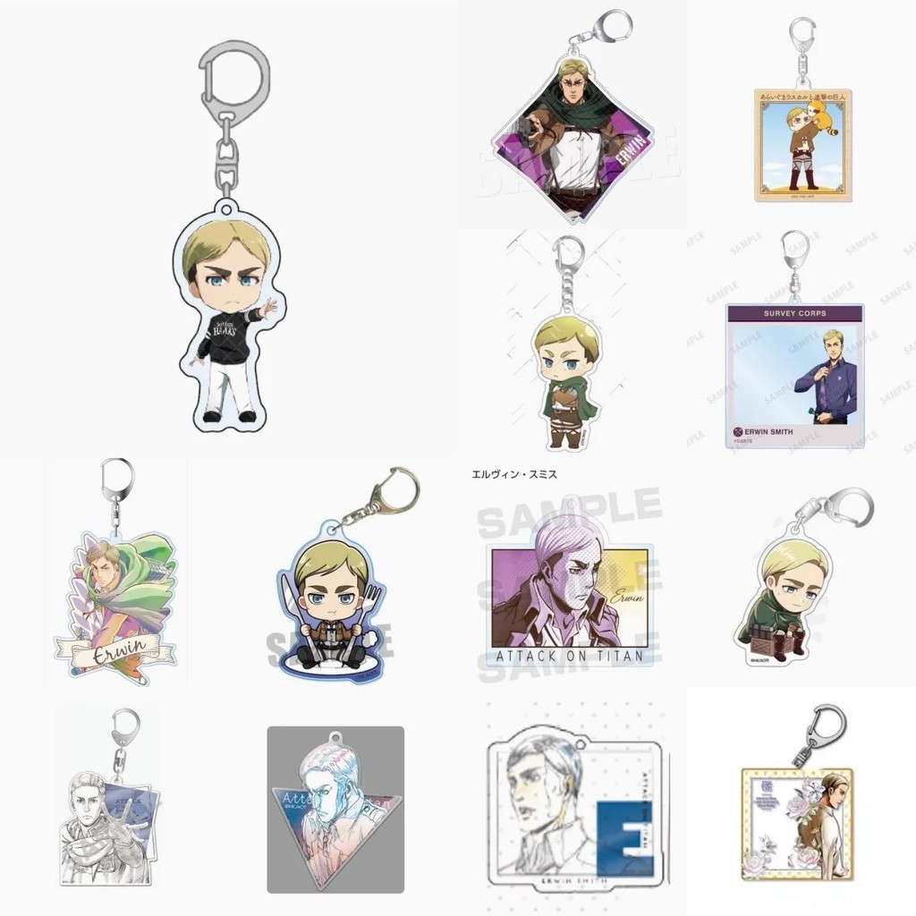 อะนิเมะ Erwin Smith Attack on Titan SnK พวงกุญแจทําจากอะคริลิค micha สําหรับตกแต่งกระเป๋านักเรียนเป็