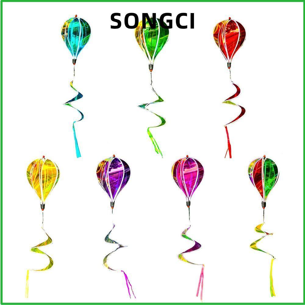 กังหันลมบอลลูน บอลลูนอากาศร้อน Wind Spinner เลื่อมที่มีสีสันในร่มกลางแจ้ง Yard Decor