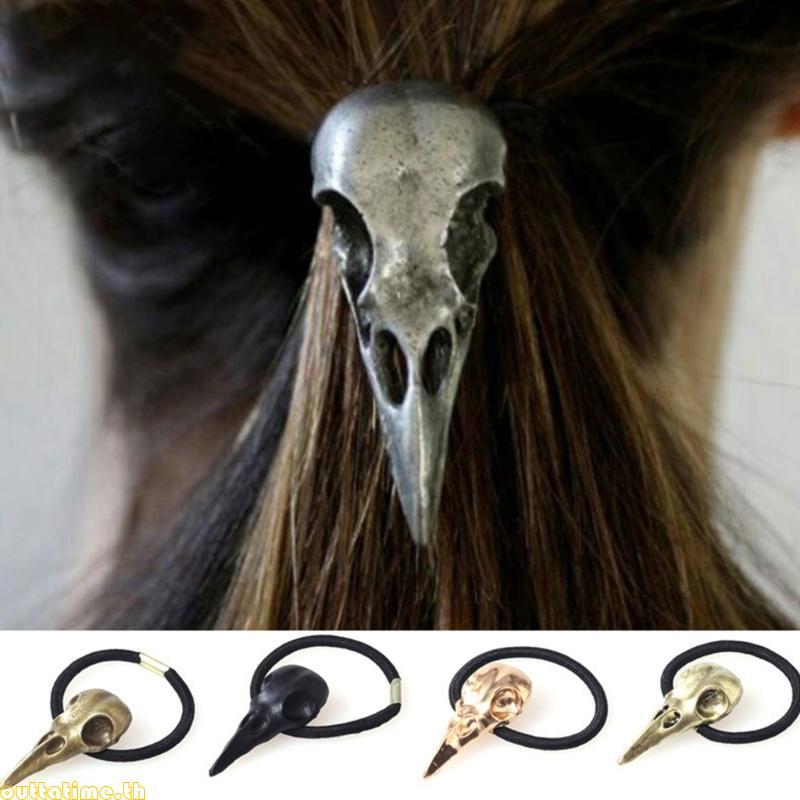 Time Teens Girl Hairband เชือกผมยืดหยุ่น Crow Skull Hair Tie เทศกาล Headdress