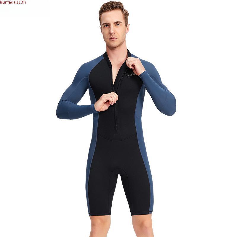 [unjitsh] 1.5 มม. Neoprene Men Wetsuit ชุดดําน้ํากางเกงขาสั้นด้านหน้าซิปเก็บความอบอุ่นป้องกันเปียกชุ