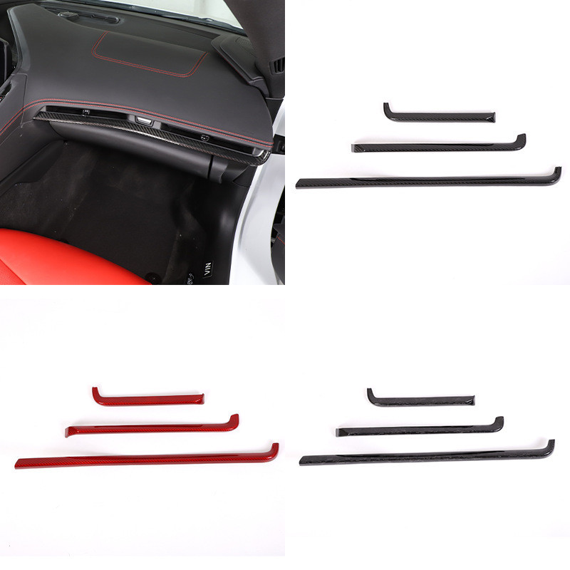 เหมาะสําหรับ Corvette Corvette C8 Central Control Dashboard Trim คาร์บอนไฟเบอร์แท้ 3 ชิ้นชุดโรงงานพร