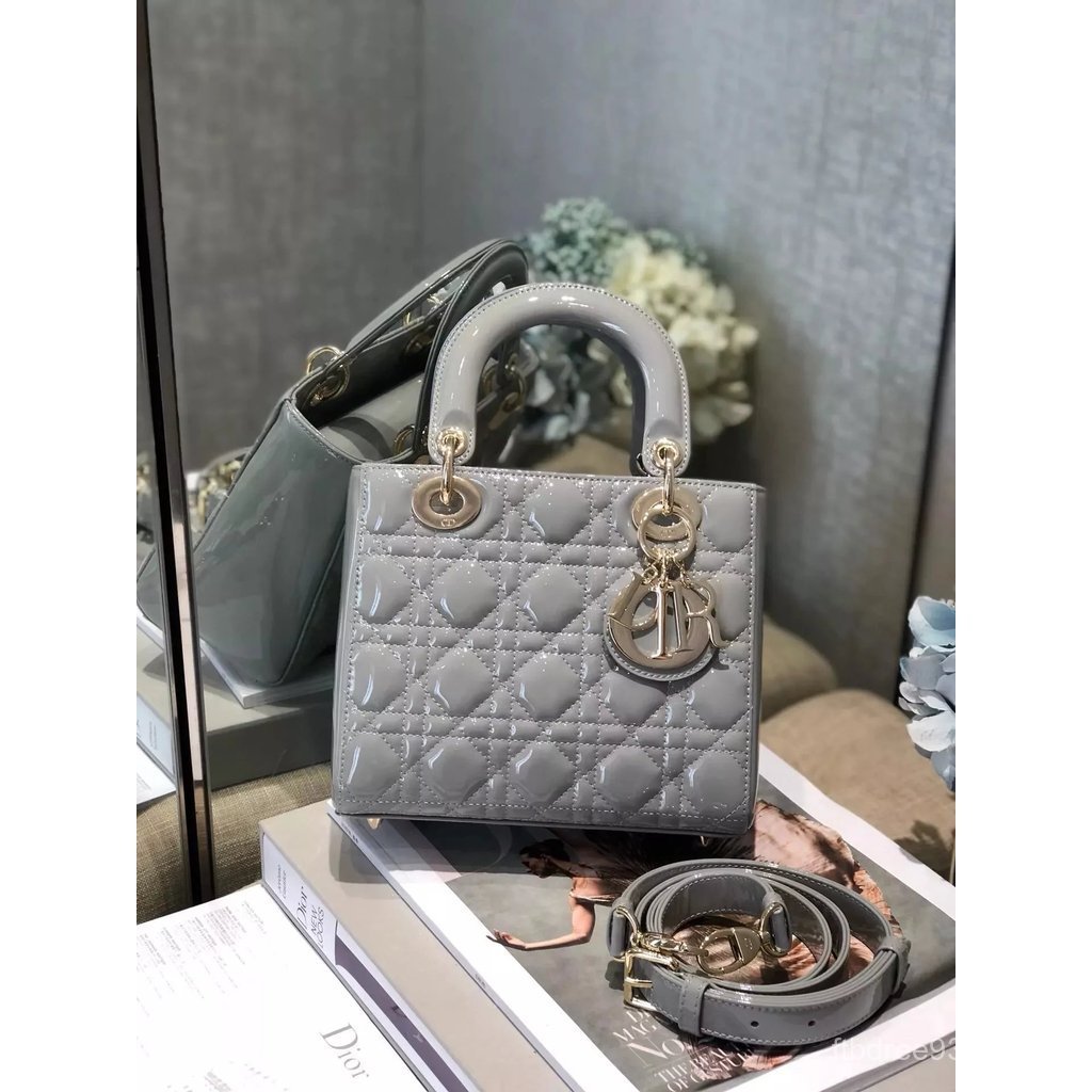 Dior Four Grid Patent Leather สีเทา Dior LL