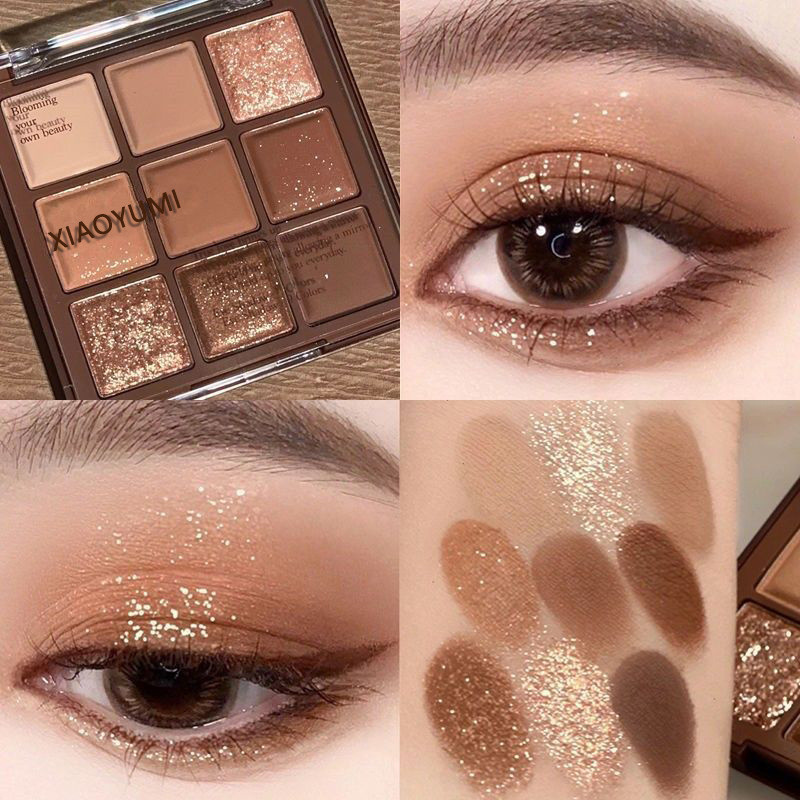 จานสีอายแชโดว์สีน้ำตาล 9 สี - แมตต์, กันน้ำและกันเหงื่อ, ติดทนนานไม่ลดสี - เมคอัพอาร์ทิสต์แนะนำอายแชโดว์ - อุปกรณ์แต่งหน้า - อายแชโดว์แต่งหน้าเบา ๆ