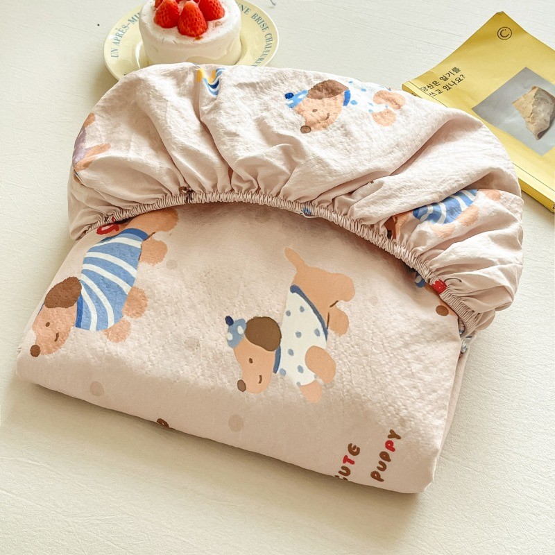 เส้นด้ายย่นสองชั้น Cartoonpolyester Single Queen / King SizeFitted ผ้าปูที่นอน Cadar ปลอกหมอน