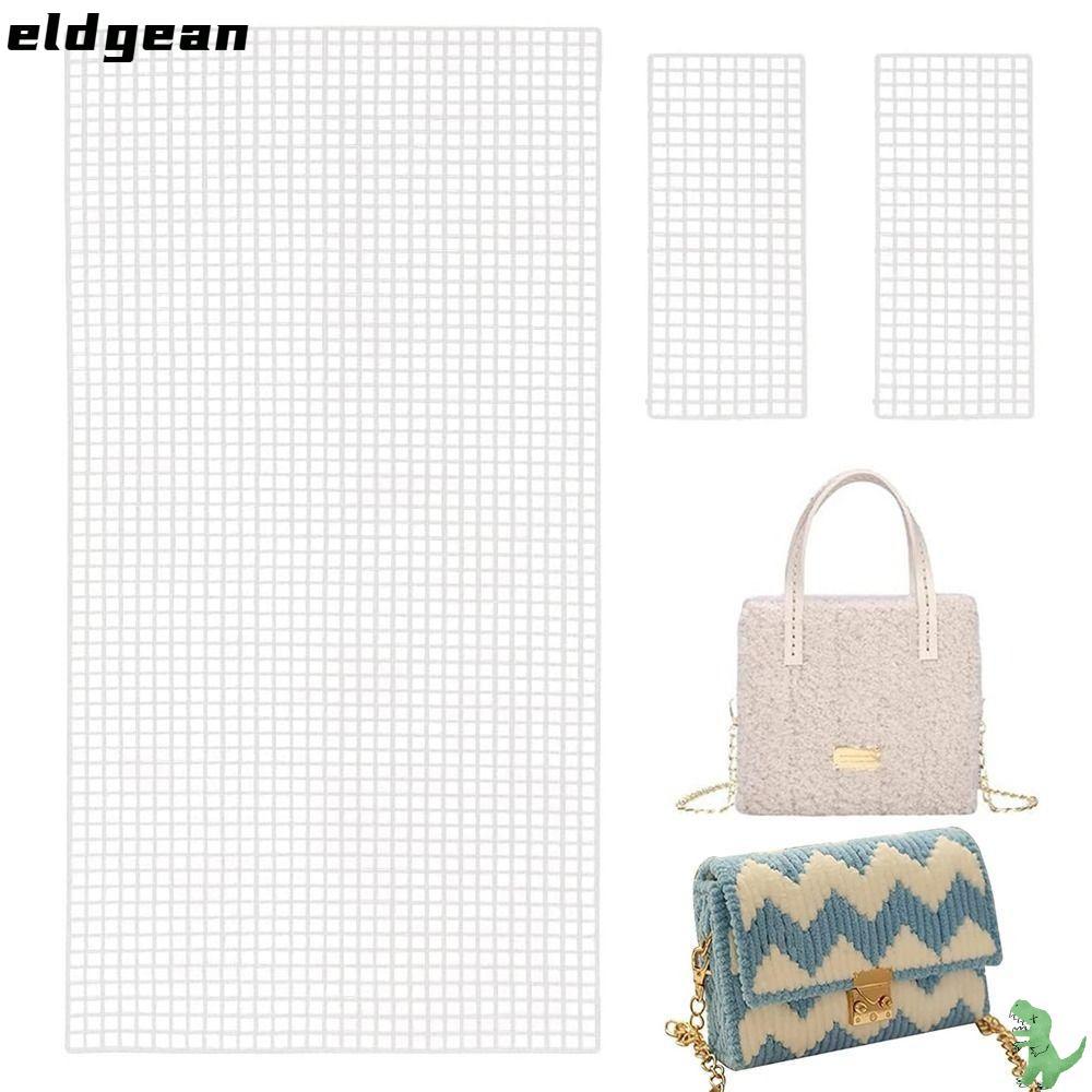 ตารางตาข่ายสำหรับทำกระเป๋า เอลน สีขาว พร้อมผ้าใบและพลาสติกสำหรับcrochet