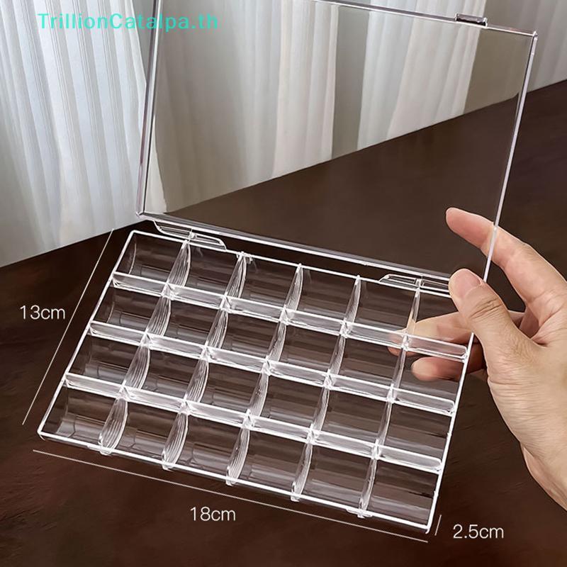TrillionCatalpa 12/21/24 กริดเล็บ Organizer กล่อง Glitter Rhinestones อัญมณีกล่องเก็บ Diy เครื่องประดับลูกปัดเย็บปักถักร้อยคอนเทนเนอร์ TH
