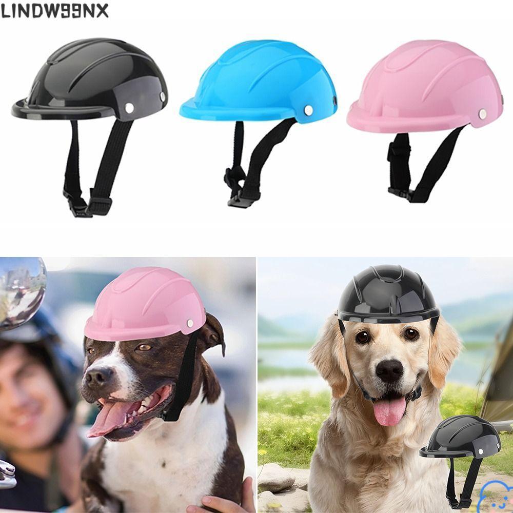 LINDW99NX Pet Motorcycle Headgear, Plastic Adjustable Pet Dog Helmet, น้ําหนักเบาสีทึบหล่อ Pet Locom