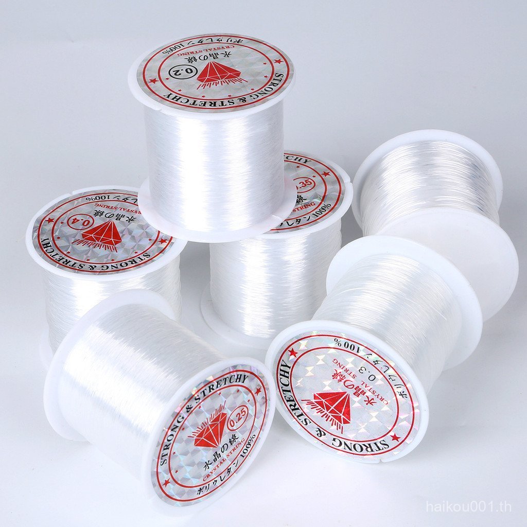 0.2-0.8 มม.สีขาวไม่ยืดโปร่งใสที่มองไม่เห็นปลาด้ายผ้าไหมทําด้วยมือ diy สร้อยข้อมือสร้อยคอลูกปัดด้ายโป