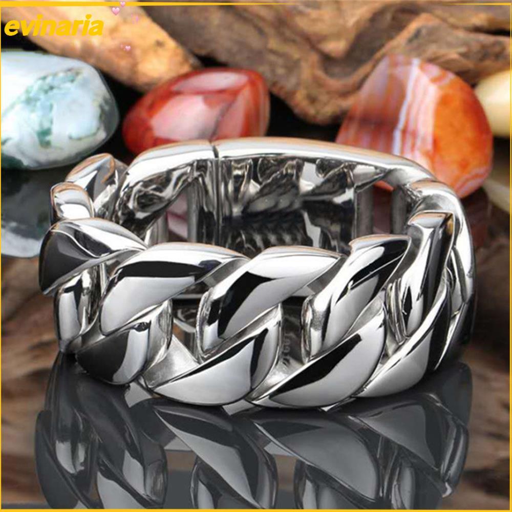 EVINARIA Link Chain Ring สแตนเลส ของขวัญแต่งงานทันสมัยสำหรับคู่บ่าวสาว