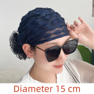 (บริการจัดส่งในพื้นที่) สง่างาม ระบายอากาศลูกไม้ตาข่ายหมวกผู้หญิงสไตล์ผ้าคลุมศีรษะเพื่อปกปิดผมหงอกสวมใส่ทุกวัน