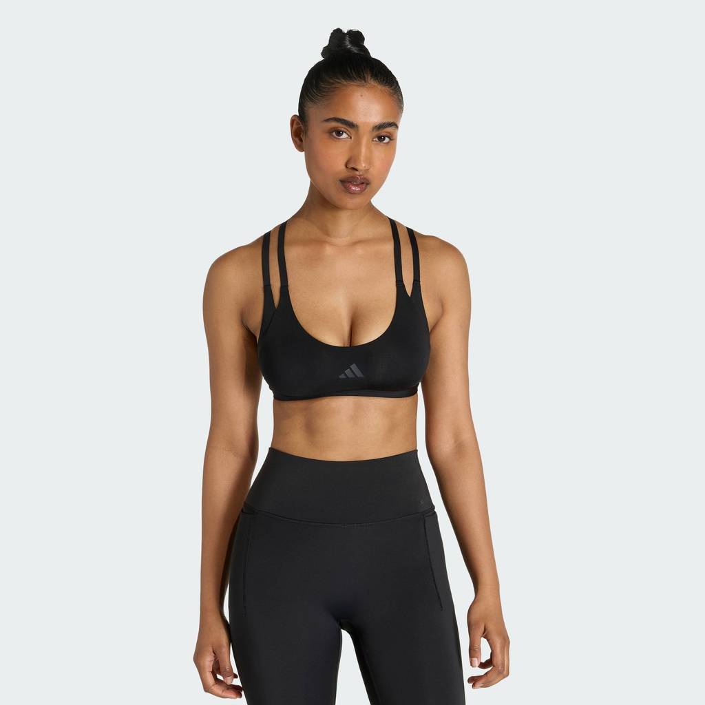adidas Gym & Training สปอร์ตบราสายไขว้ซัพพอร์ตระดับต่ำ Optime ผู้หญิง สีดำ JZ5100