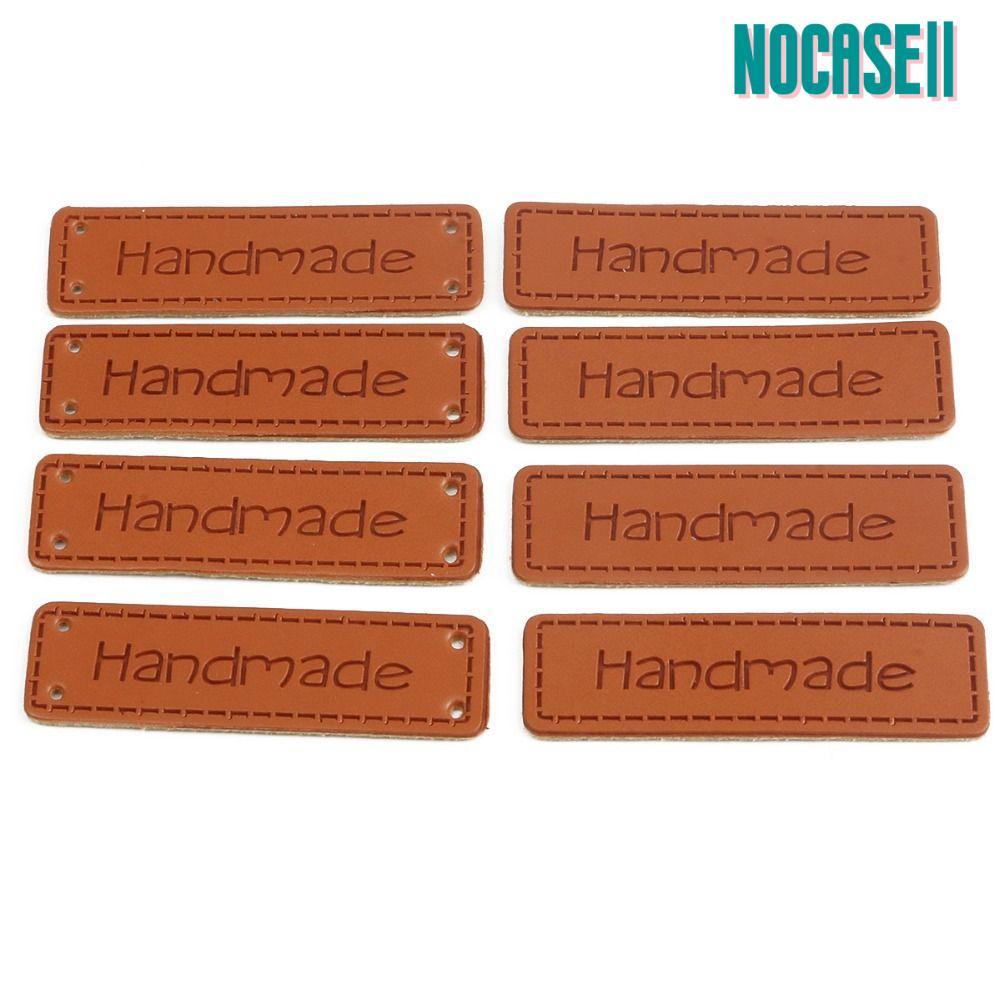 NOCASE 50 ชิ้น Handmade รูปแบบสีน้ําตาล 1x4 ซม. ป้ายหนัง PU สี่เหลี่ยมผืนผ้า