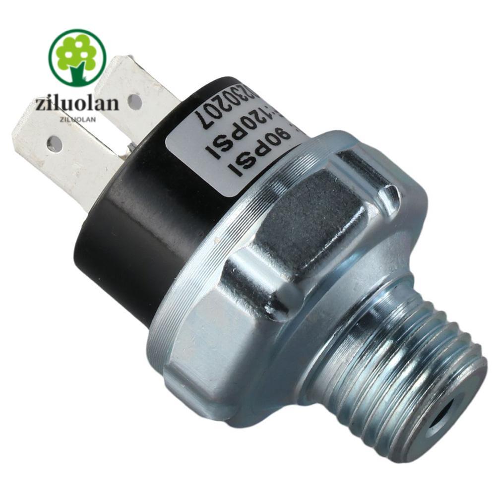 Ziluolan สวิตช์แรงดันอากาศ, สีเงิน 24V 12V เครื่องอัดอากาศแรงดัน, 100000 รีไซเคิลเวลา 90-120 PSI 1/4