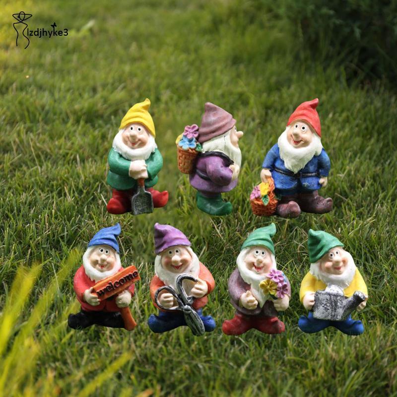 [lzdjhyke3] 7pcs Fairy Garden Accessories Outdoor, Gnomes Garden Decorative-Mini Gnomes Fairy Garden