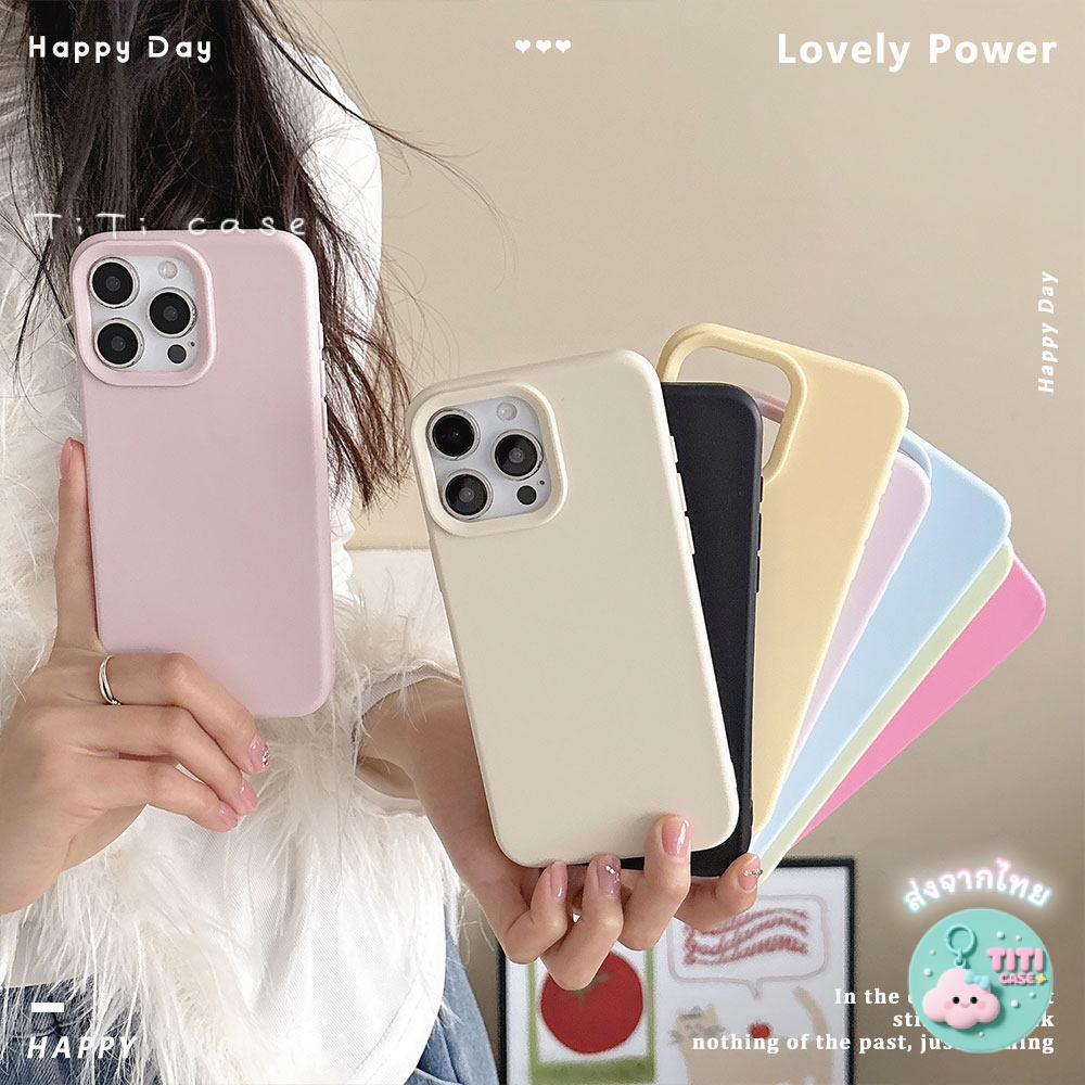 🔥good🔥สีลูกกวาดแบบเรียบง่าย เคสไอโฟน For iPhone 11 17 16 15 12 13 14 15 Pro Max XR X XS Max 7 8 16 Plus เคสมือถือ สีพื้น