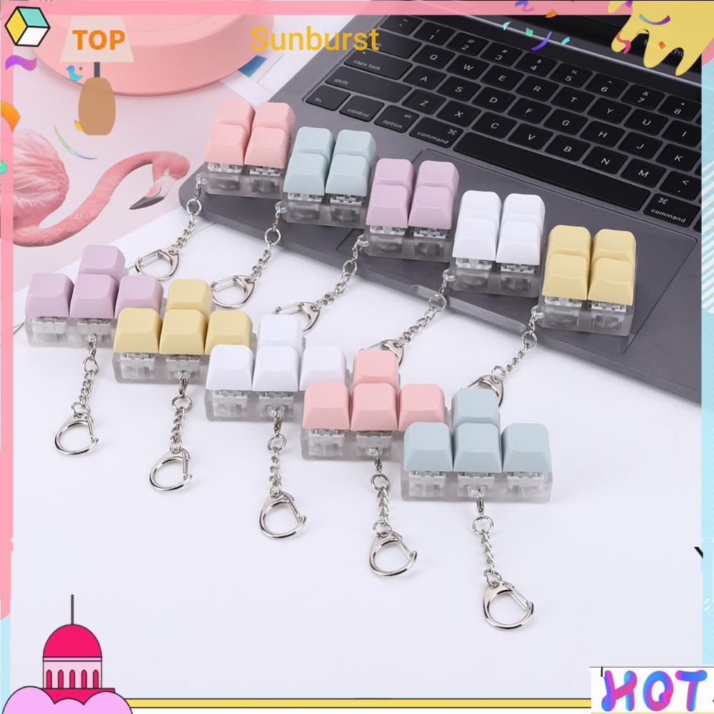 คีย์บอร์ด Fidget นิ้ว 4 ปุ่มพร้อมไฟ LED DIY ปุ่ม Fidget Keycap พวงกุญแจ Fidget สําหรับของขวัญที่จะผ่