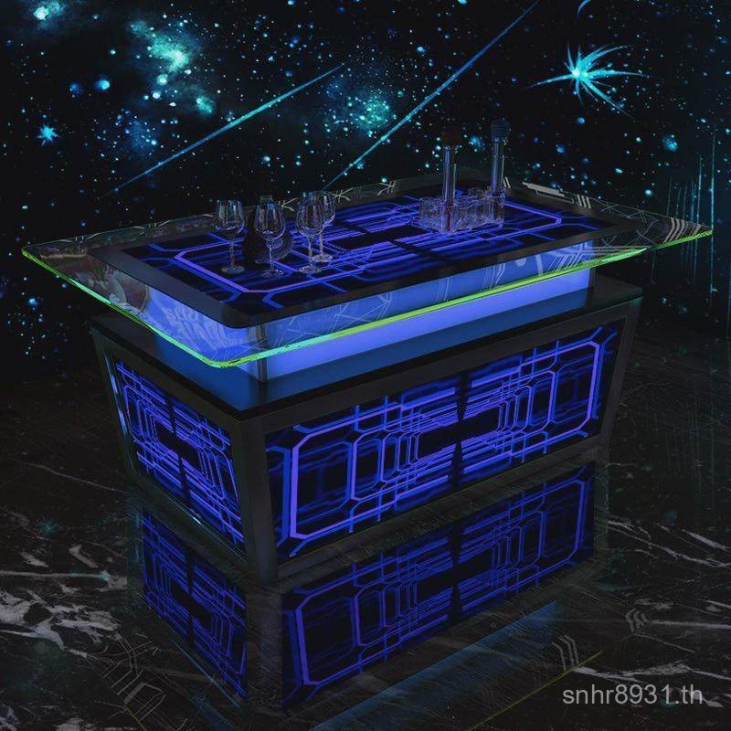 โซฟาตารางบาร์ผู้ถือบัตรโต๊ะกาแฟกระจกนิรภัยตารางรวมกันสแตนเลสส่องสว่างKTV Phantom UE0B