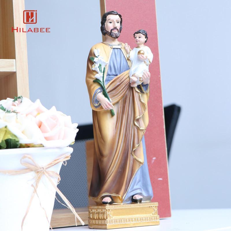 [hilabee] Saint Joseph และรูปพระเยซูสําหรับเด็กบนฐานรูปปั้นสีตุ๊กตาของขวัญ