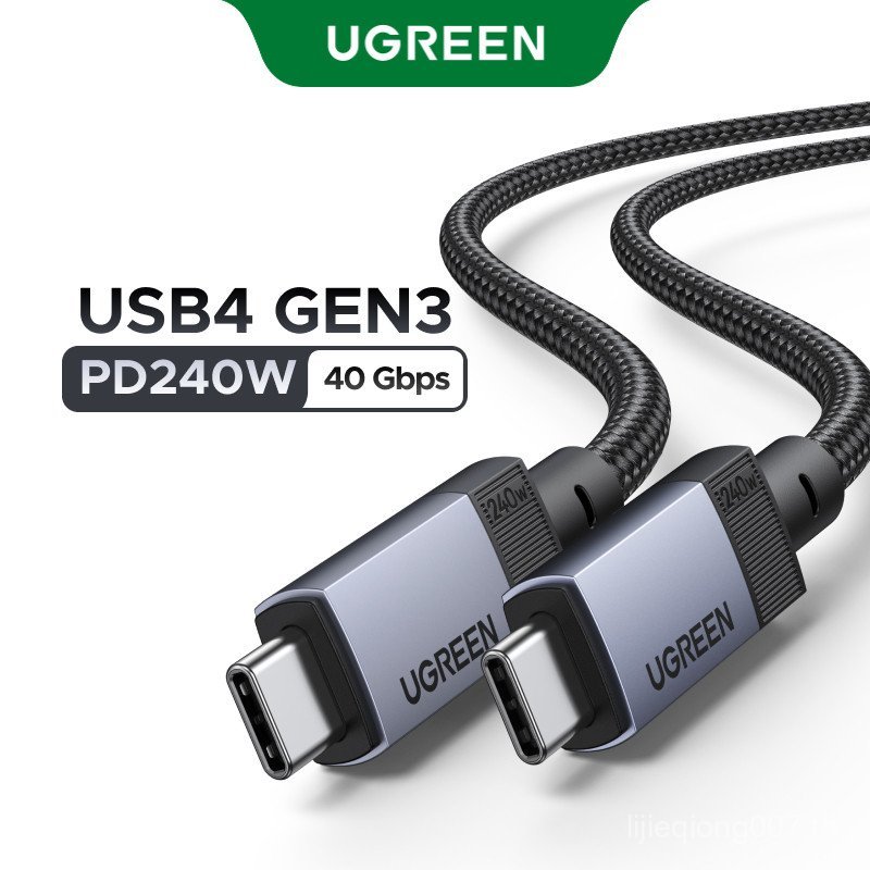 Ugreen 4K60Hz 10Gbps 240W USB C ถึง Type C 3.1 Gen 2 Thunderbolt 3 สําหรับ iPad Pro MacBook Pro MacB