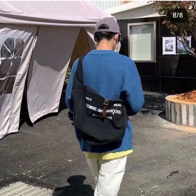 CDG Canvas Solid Color Bag Crossbody Leather Vintage Buckle Ready