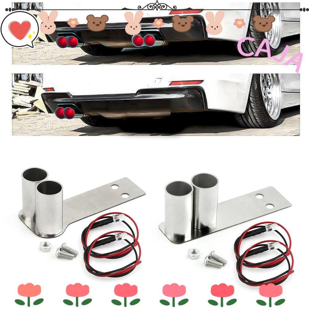 CAJA1 รุ่นรถจําลองท่อไอเสีย,สแตนเลสพร้อมไฟ LED ท่อไอเสียโลหะคอหาง,การปรับเปลี่ยนรถรุ่นสําหรับ Redcat