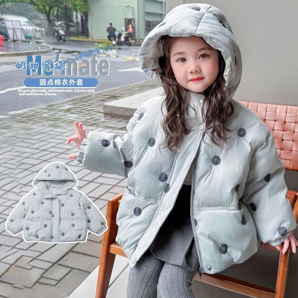 ฤดูหนาวใหม่ - เด็กหญิงหนาผ้าฝ้ายเด็กแฟชั่นคลื่นจุดเสื้อโค้ทที่อบอุ่น - รูปที่ 2