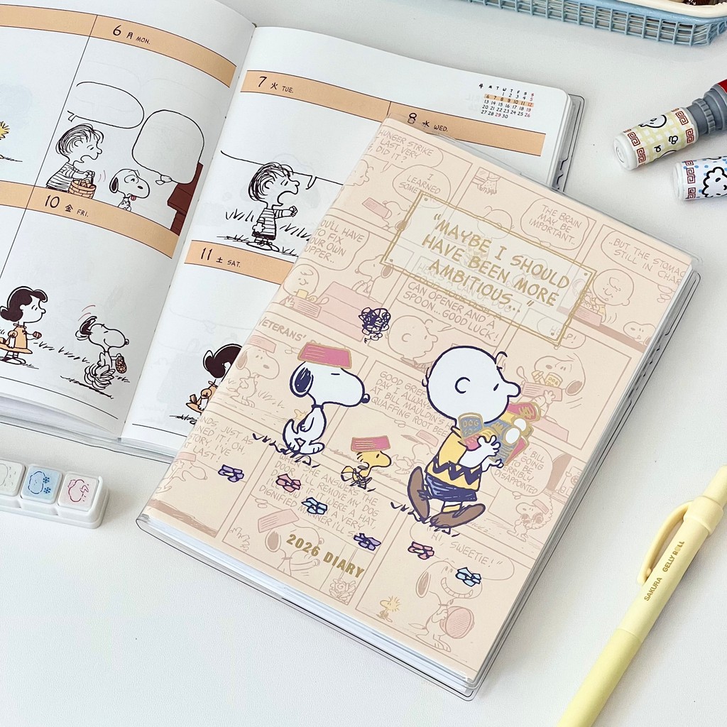 planner 2026 แพลนเนอร์ 2026 Japanese Snoopy 2026 Schedule Book Student B6 Weekly Month Life Plan Boo