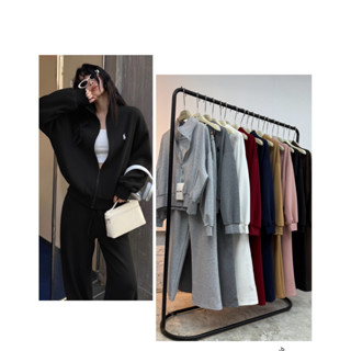 KKUUTIST ชุดเซ็ตแจ๊กเกตปักม้า ผ้ายืดสปอร์ตเกาหลี มีกระเป๋า2ข…