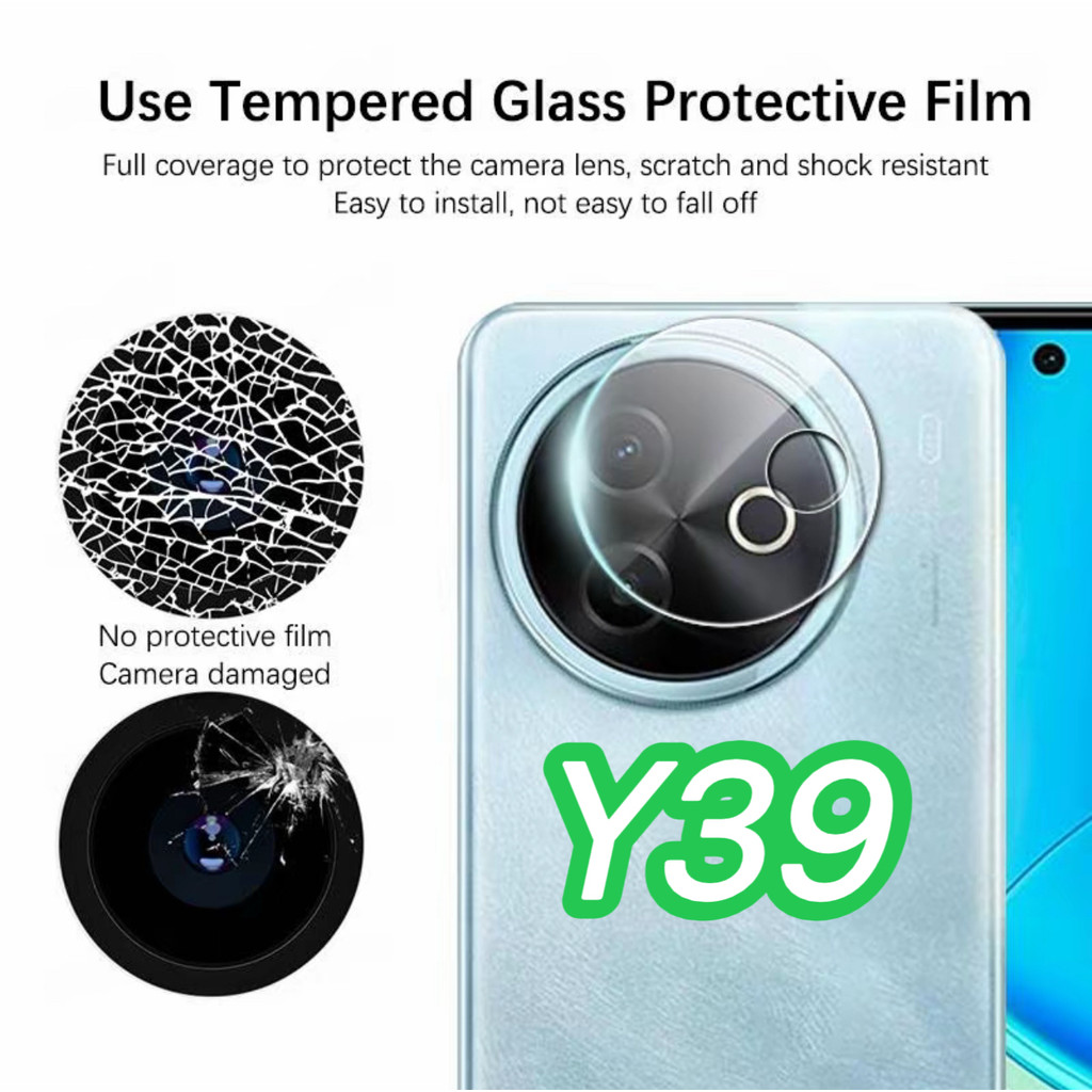 ฟิล์มกระจกกันรอยเลนส์กล้อง สำหรับ For VIVO Y39 5G กระจกนิรภัย กล้องหลังใส HD, เข้ากันได้กับ 5G V2443