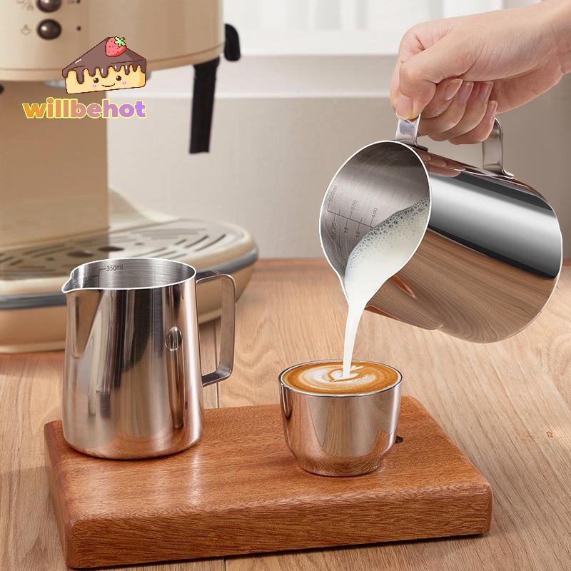 [Willbehot-t] 150/250/350/600ml เหยือกนมพร้อมเลเซอร์ขนาดแฟชั่นสแตนเลส Retro Milk Craft Milk Frothing Pitcher แก้วกาแฟถ้วย [ใหม่]