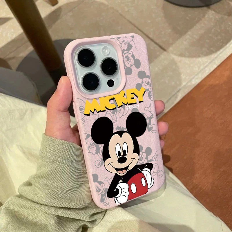 นุ่มและกันกระแทก หนัง เคสไอโฟน สำหรับ iPhone 16 15 PROMAX 14 13 PRO 12 11 Pro Max XR XS 7 8Pมิกกี้ครอบงำ - รูปที่ 6